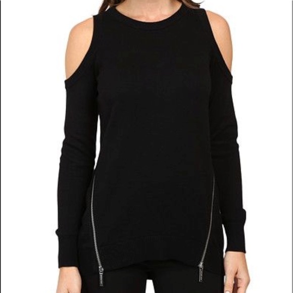 Michael Kors Cold Shoulder Side Zip Sweater - Picture 1 of 6